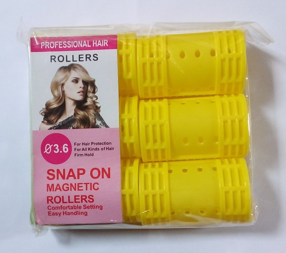 6 PCS/SET PROFESSIONAL HAIR ROLLER, JUMBO SIZE, YELLOW