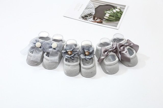 Newborn Bowknot Baby Sock Lace Clothes Ribbon Slipper Toddlers