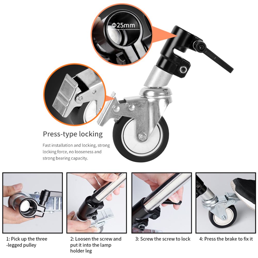3pcs/set Professional Swivel Casters Wheels With 25mm