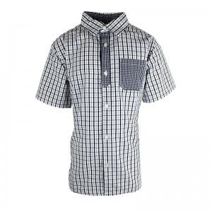 Boy's Check Short Sleeve Shirt-MULTICOLOR-black