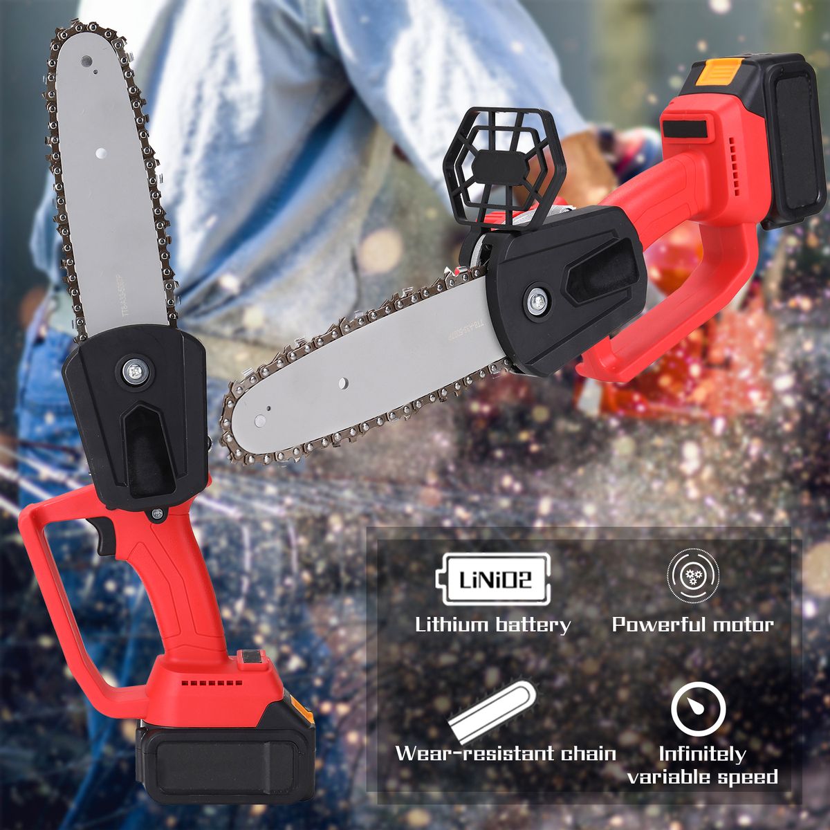 21V Lithium Battery Cordless Chain Saw Integrated