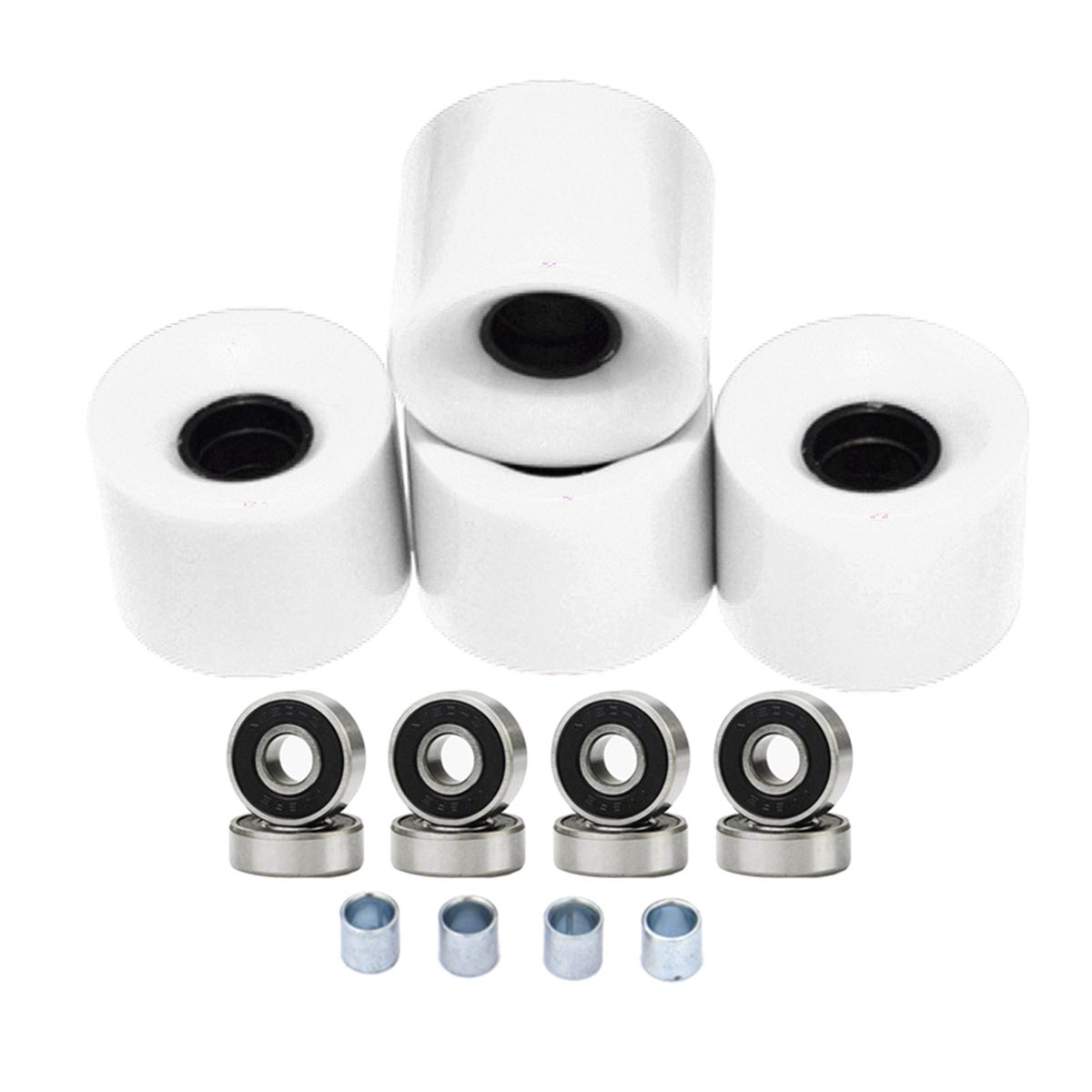 4 Pack 60mm X45mm 78A Skateboard Wheels White Black Cover