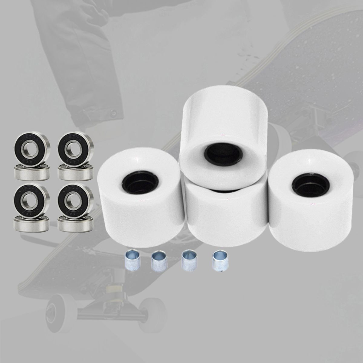 4 Pack 60mm X45mm 78A Skateboard Wheels White Black Cover