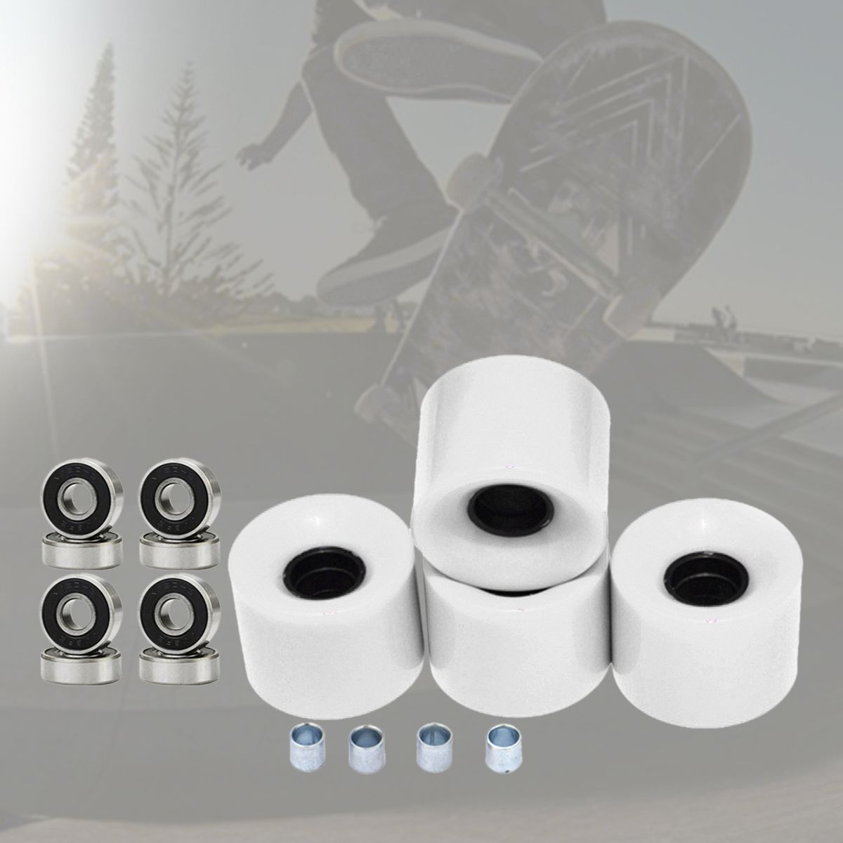 4 Pack 60mm X45mm 78A Skateboard Wheels White Black Cover