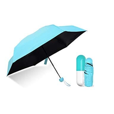 Anti-uv Folding Capsule Umbrella With Case - Blue