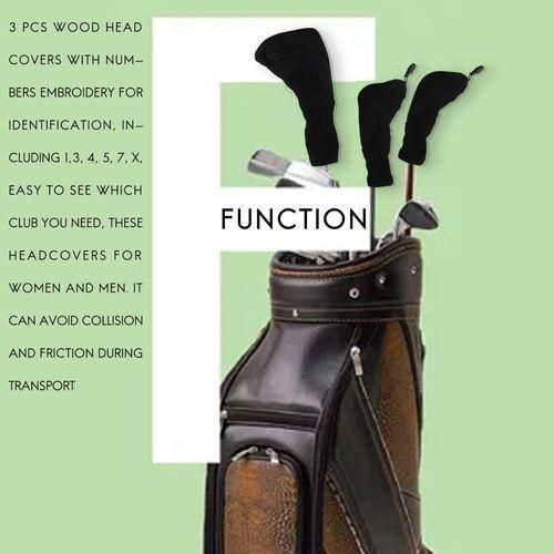 Black Golf Head Covers Driver 1 3 5 Fairway Woods