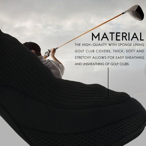 Black Golf Head Covers Driver 1 3 5 Fairway Woods