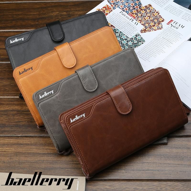 Bolso de mano negro para hombre Cartera de gran capacidad carteras largas bolsillo para telefono movil Passcard alta calidad multifuncion-2 black