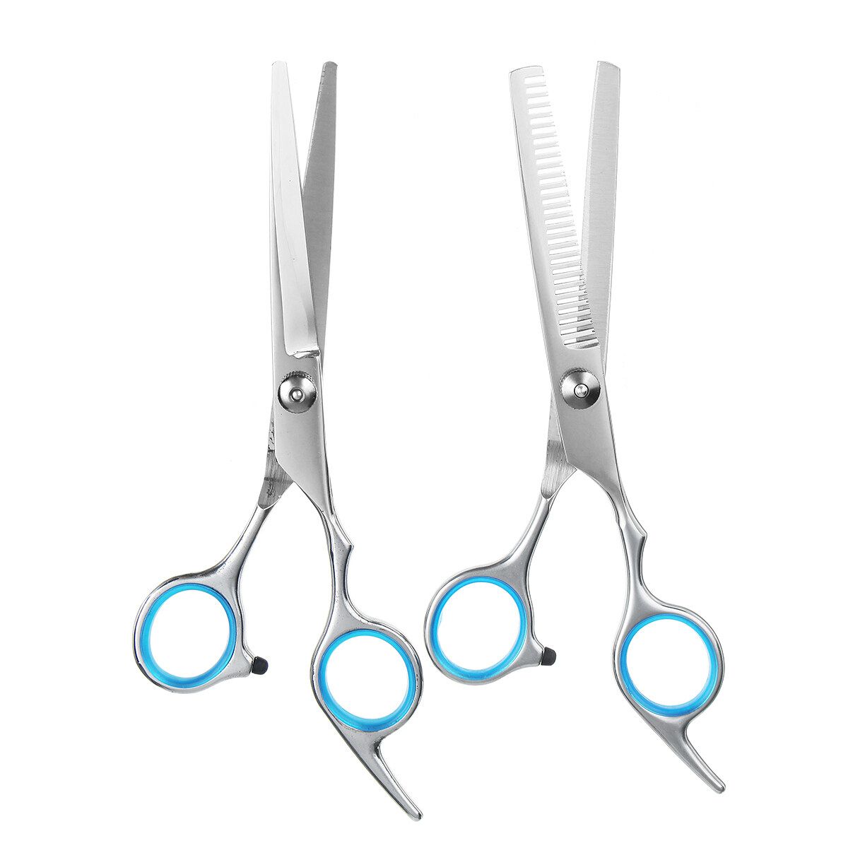 10pcs/set Professional Hair Scissor Set Hair Scissor Hairdressing Scisors Barber Thinning Scisors Hair Shears Kit For Barber Salon And Home Blue Finger Ring
