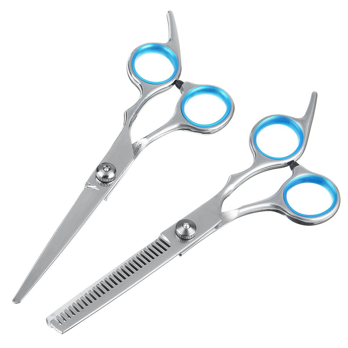 10pcs/set Professional Hair Scissor Set Hair Scissor Hairdressing Scisors Barber Thinning Scisors Hair Shears Kit For Barber Salon And Home Blue Finger Ring