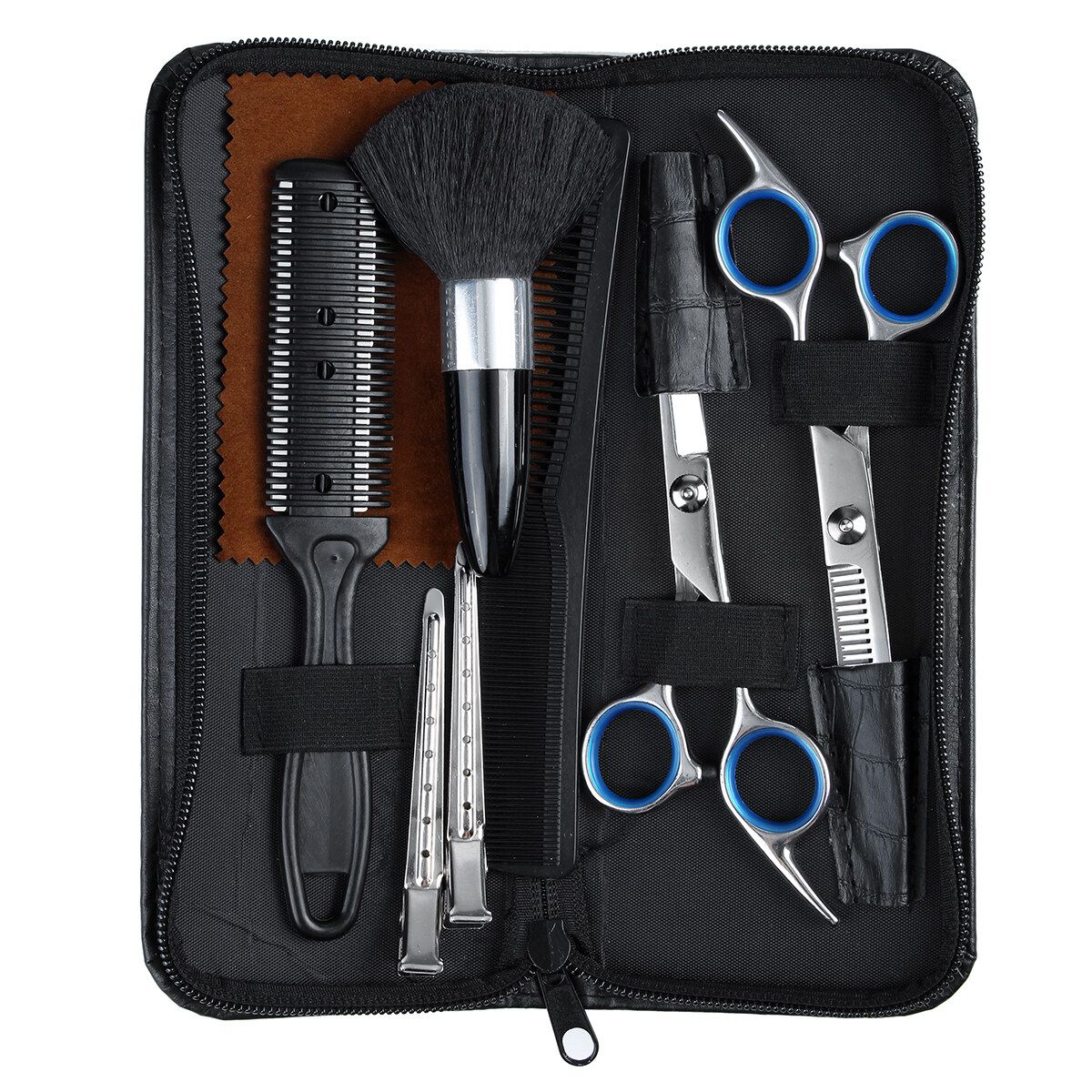 10pcs/set Professional Hair Scissor Set Hair Scissor Hairdressing Scisors Barber Thinning Scisors Hair Shears Kit For Barber Salon And Home Blue Finger Ring
