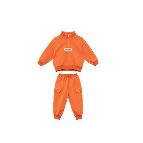 Boy's Long Pants Suit Orange Sweater Children's Two Pieces Set Hedging Clothes