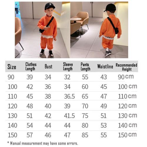 Boy's Long Pants Suit Orange Sweater Children's Two Pieces Set Hedging Clothes