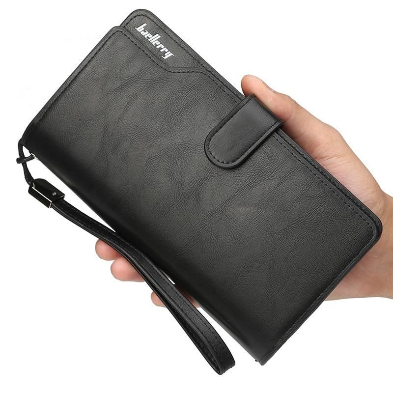 Billeteras de mano para hombre bolso largo de gran capacidad 4 colores-2 black