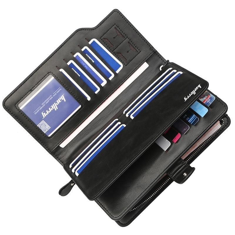 Billeteras de mano para hombre bolso largo de gran capacidad 4 colores-2 black