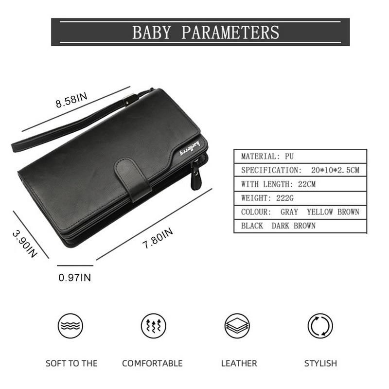 Billeteras de mano para hombre bolso largo de gran capacidad 4 colores-2 black