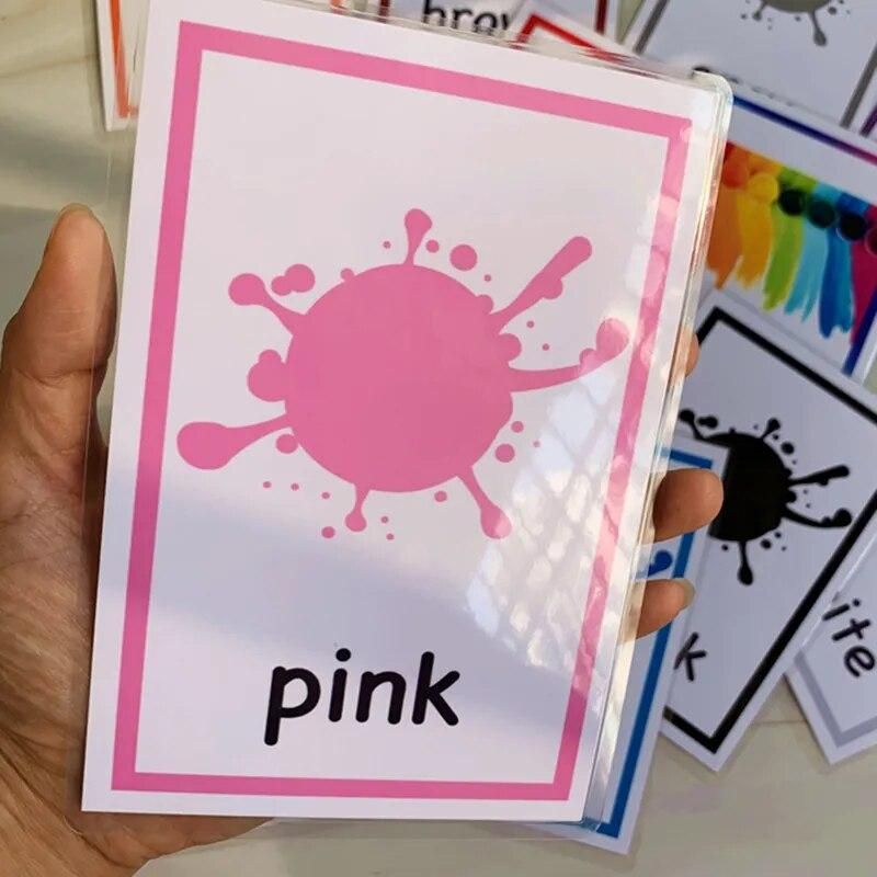 12pcs Montessori Kids English Learning Word Cards Color Flash Cards Memory Games Educational Toys For Children Flashcards