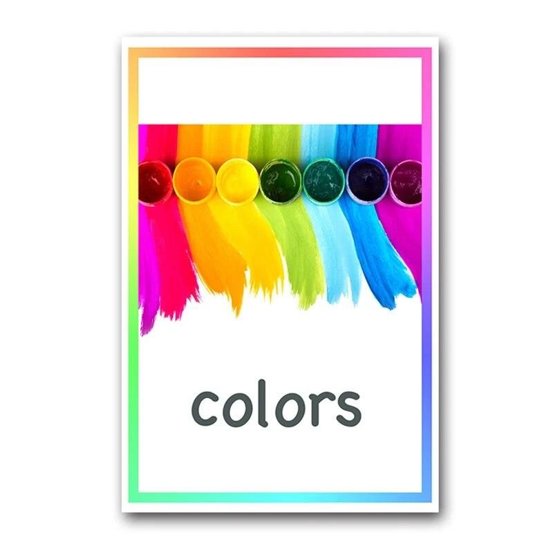 12pcs Montessori Kids English Learning Word Cards Color Flash Cards Memory Games Educational Toys For Children Flashcards