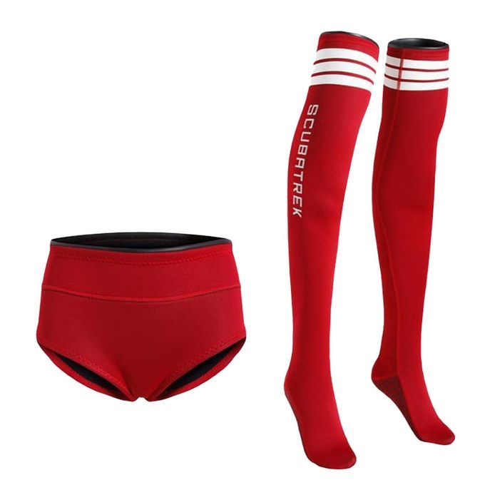 Women Wetsuit Brief Girls Diving Wetsuit Underwear Swimsuit Red XL