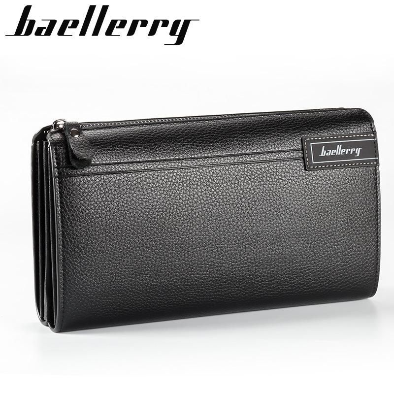 Cartera de negocios de gran capacidad para hombre bolso de mano de cuero Tarjetero con cremallera novedad de-short coffee