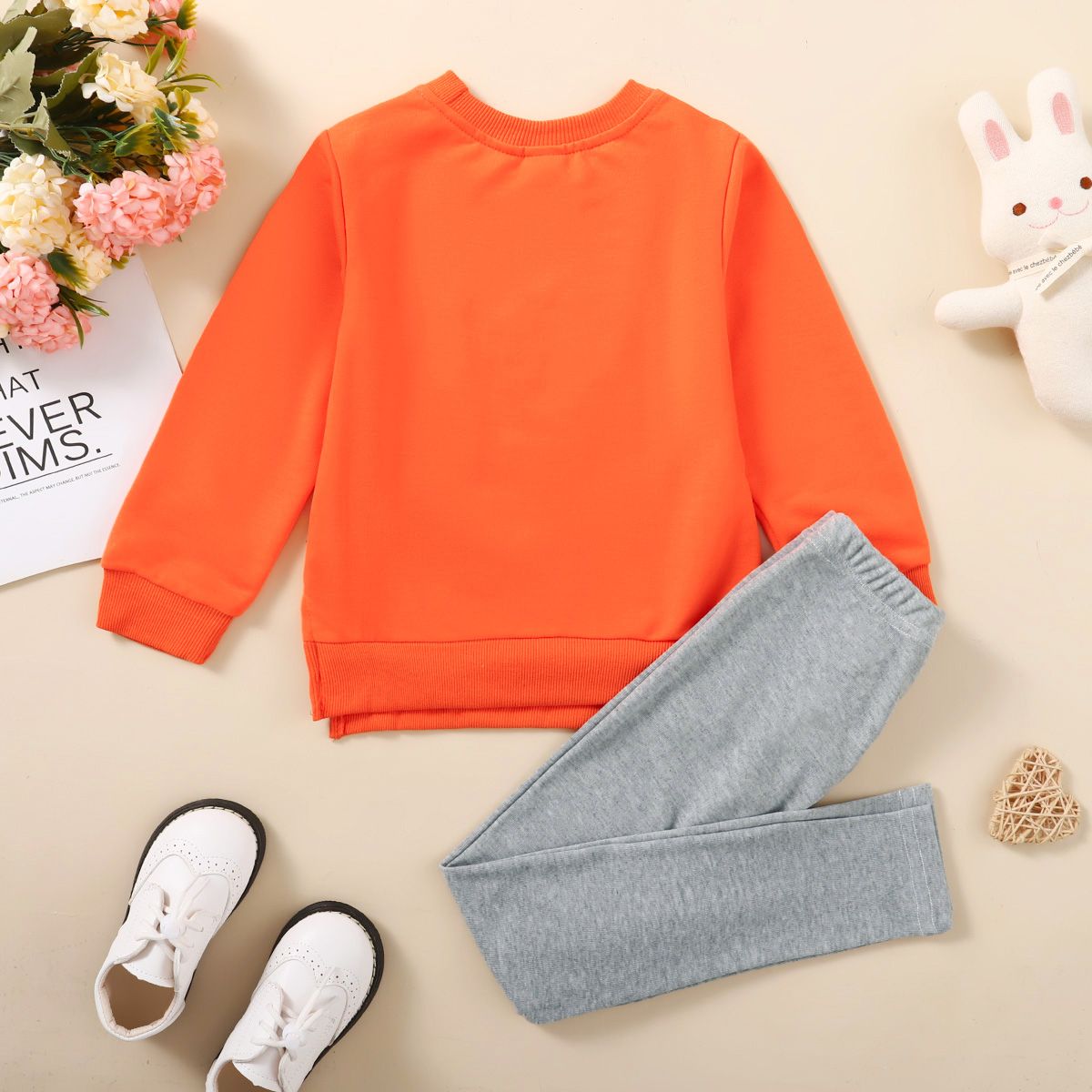 4-12Years Kid Boy Plush Fox Long Sleeve Shirt+ Grey Pants