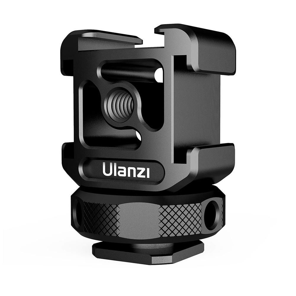 Ulanzi Triple Cold Shoe Mount Adapter Aluminum Alloy with 3 Cold Shoe Dual 1/4 Thread for Camera Extension Microphone LED Light Magic Arm Mount
