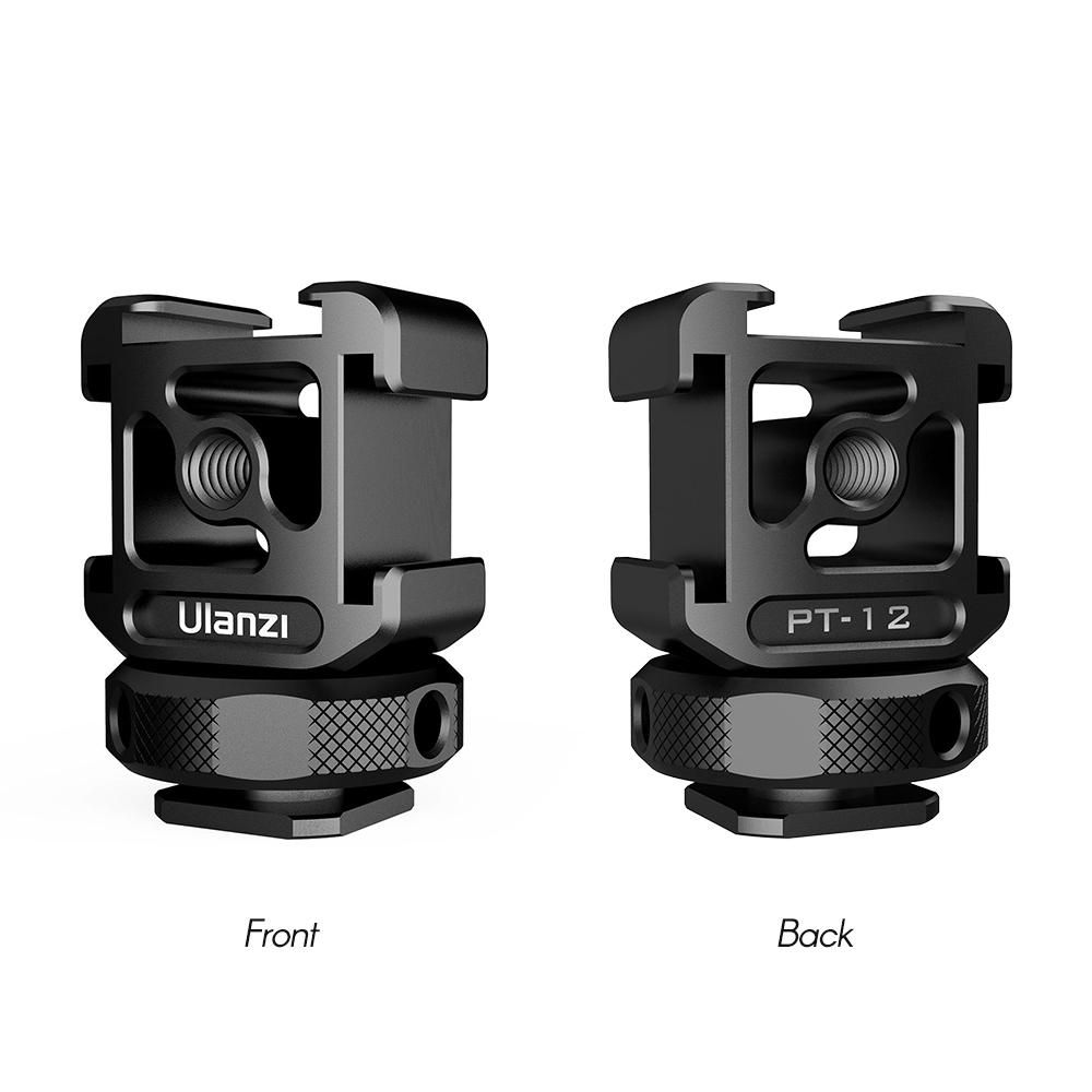Ulanzi Triple Cold Shoe Mount Adapter Aluminum Alloy with 3 Cold Shoe Dual 1/4 Thread for Camera Extension Microphone LED Light Magic Arm Mount