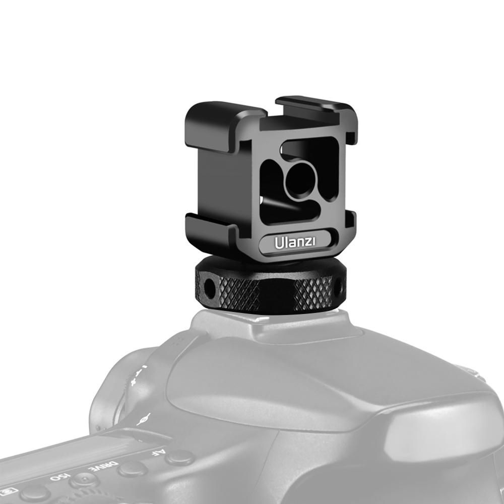 Ulanzi Triple Cold Shoe Mount Adapter Aluminum Alloy with 3 Cold Shoe Dual 1/4 Thread for Camera Extension Microphone LED Light Magic Arm Mount