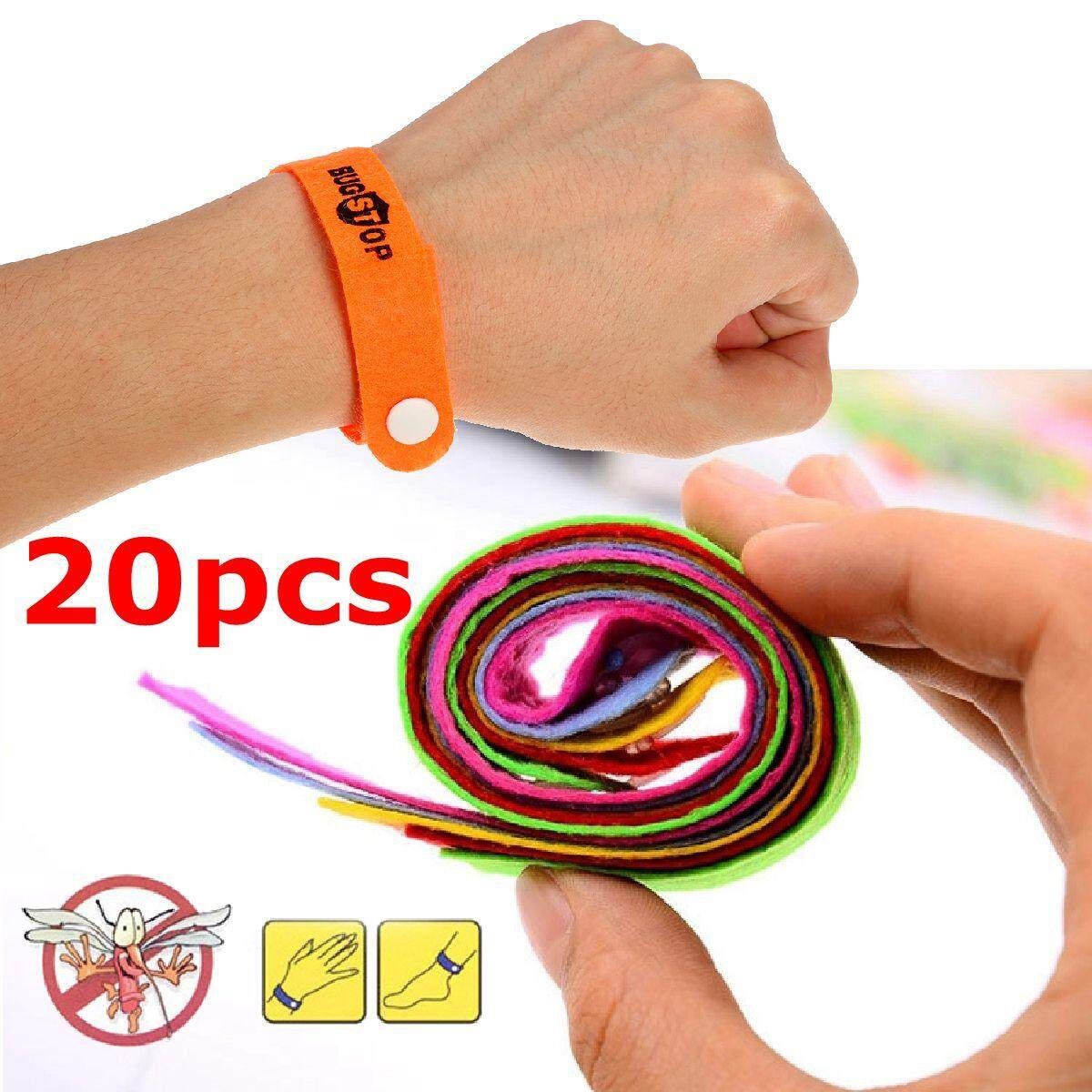 20Pcs Anti Mosquito Insect Bug Repellent Bracelet Children Natural Citronella Oil Wrist Band Camping Hiking