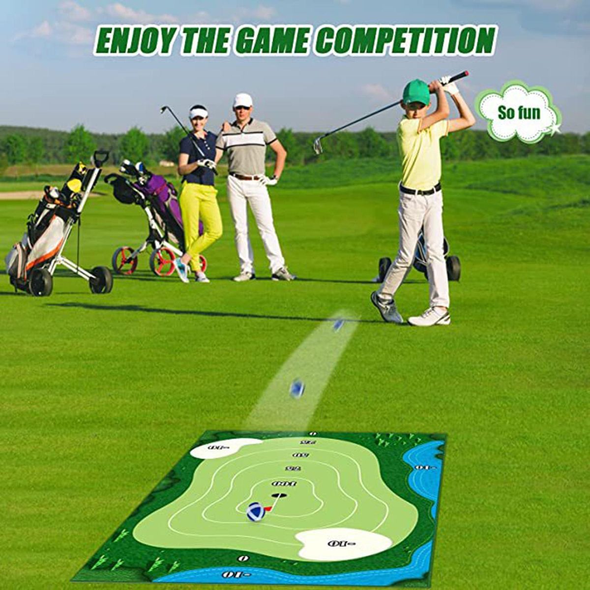 1 Set Golf Set Party Game Golf Training Hitting Mat Kit