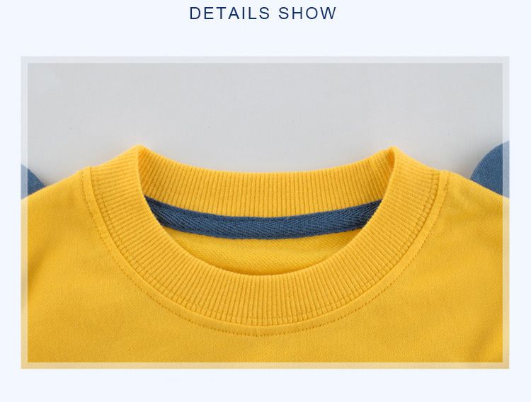 100% Cotton Kids Long Sleeve Printed Boys Pullover Sweatshirts-Yellow