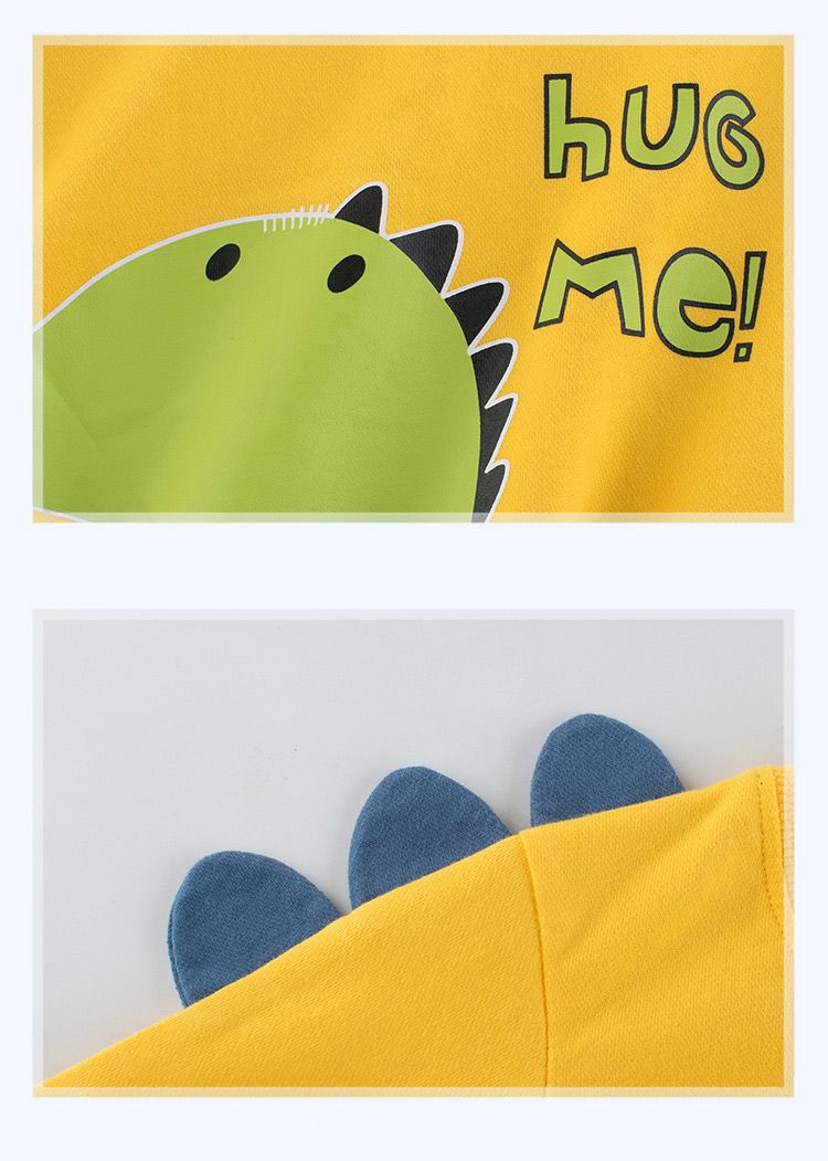 100% Cotton Kids Long Sleeve Printed Boys Pullover Sweatshirts-Yellow