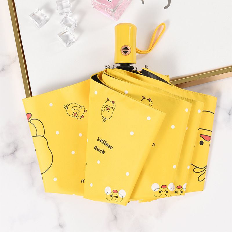 Wind And Rain Proof Full-automatic Umbrella Yellow Duck