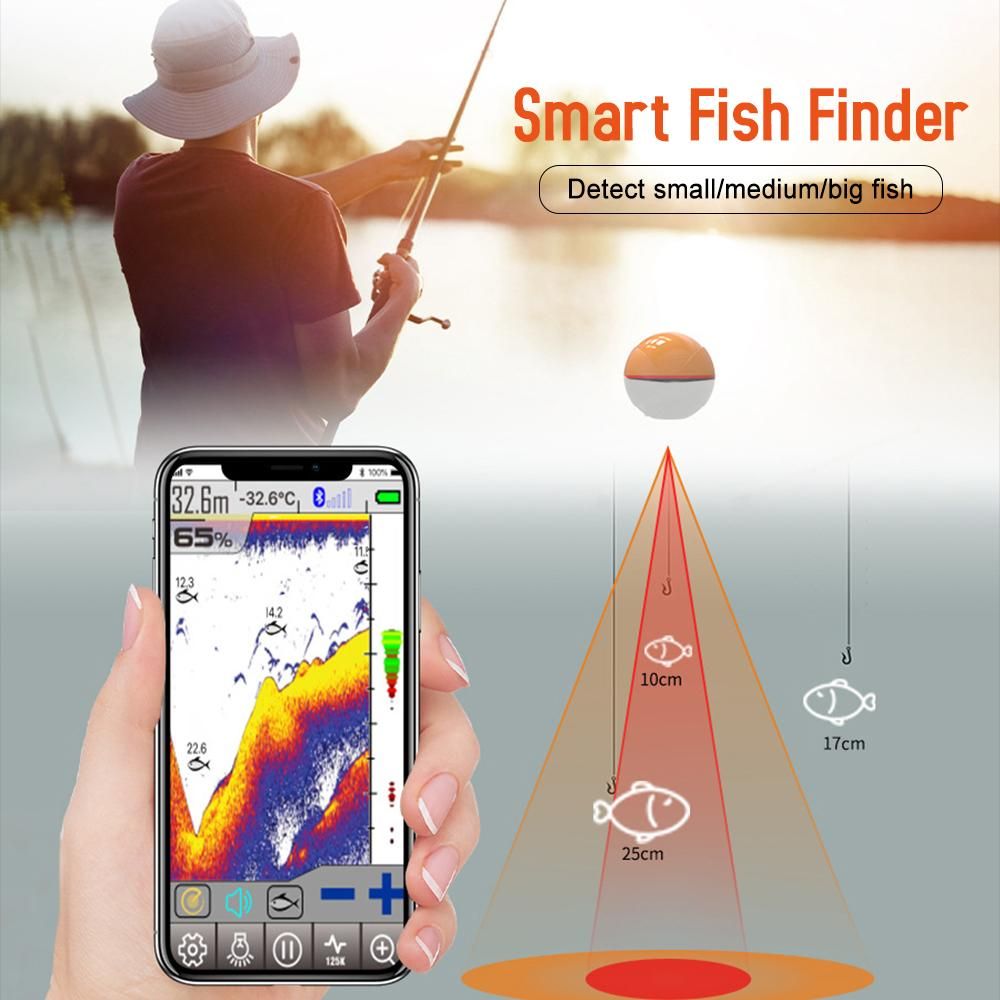 Wireless BT Smart Fish Finder Portable Sonar Fishfinder for Kayak Boat Fishing