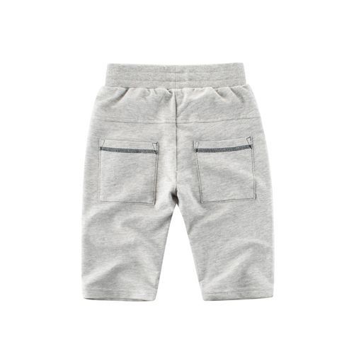 100% Cotton Kid Embroidery Boys Cropped Pants-Green