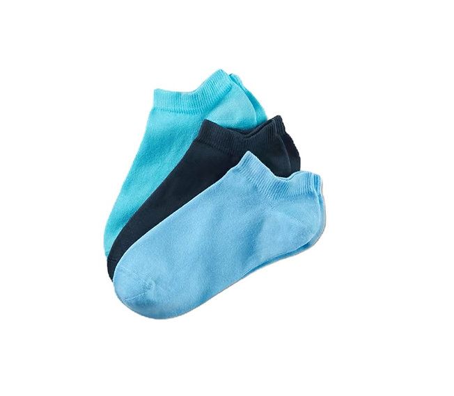 Boys Sneaker Socks 3 Pairs, Dark Blue And Turquoise And Blue