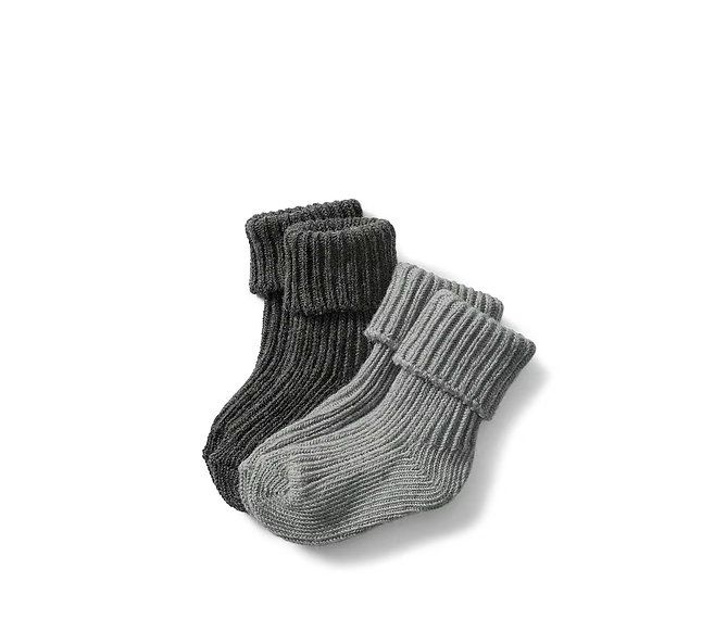 Kids Socks Set Of 2, Light Grey And Grey
