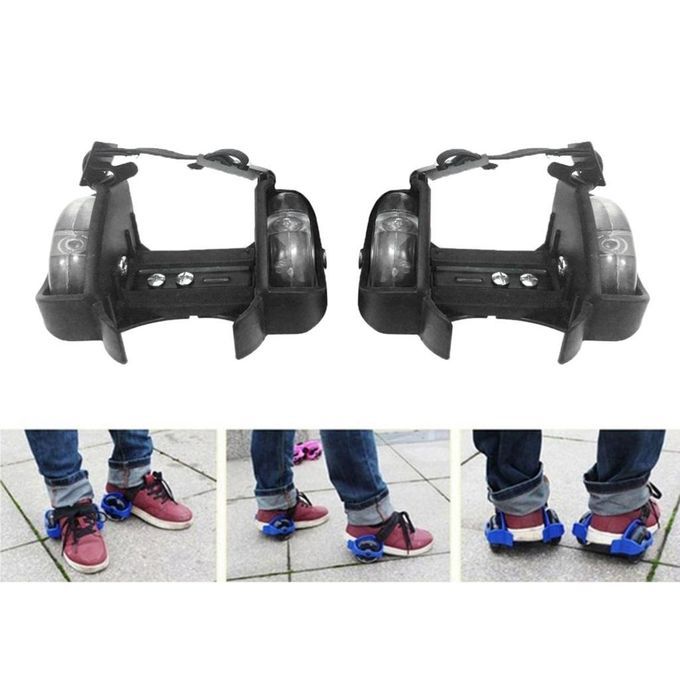 Kids Flashing Roller Skating Shoes Small Pulley Flash Wheel Heel Black