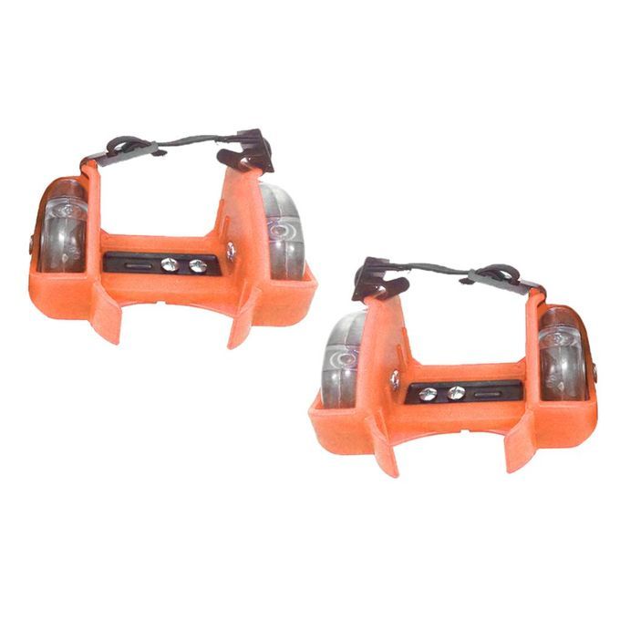 Adjustable Kid Wheel Heel Roller Pulley Light Up Skates Flash Orange