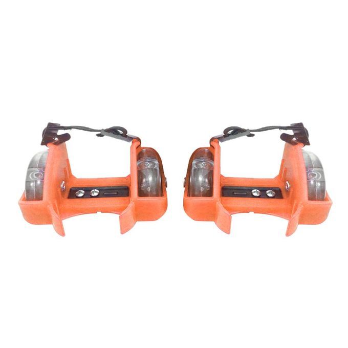 Adjustable Kid Wheel Heel Roller Pulley Light Up Skates Flash Orange