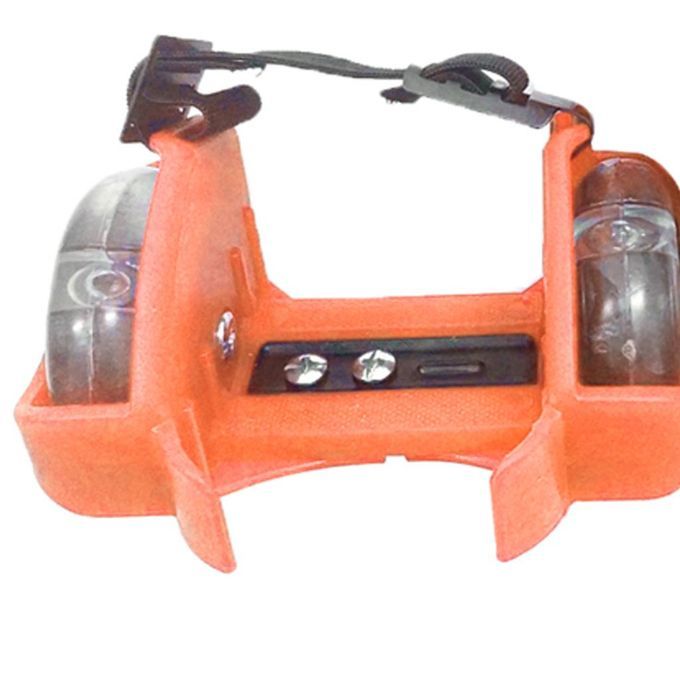 Adjustable Kid Wheel Heel Roller Pulley Light Up Skates Flash Orange