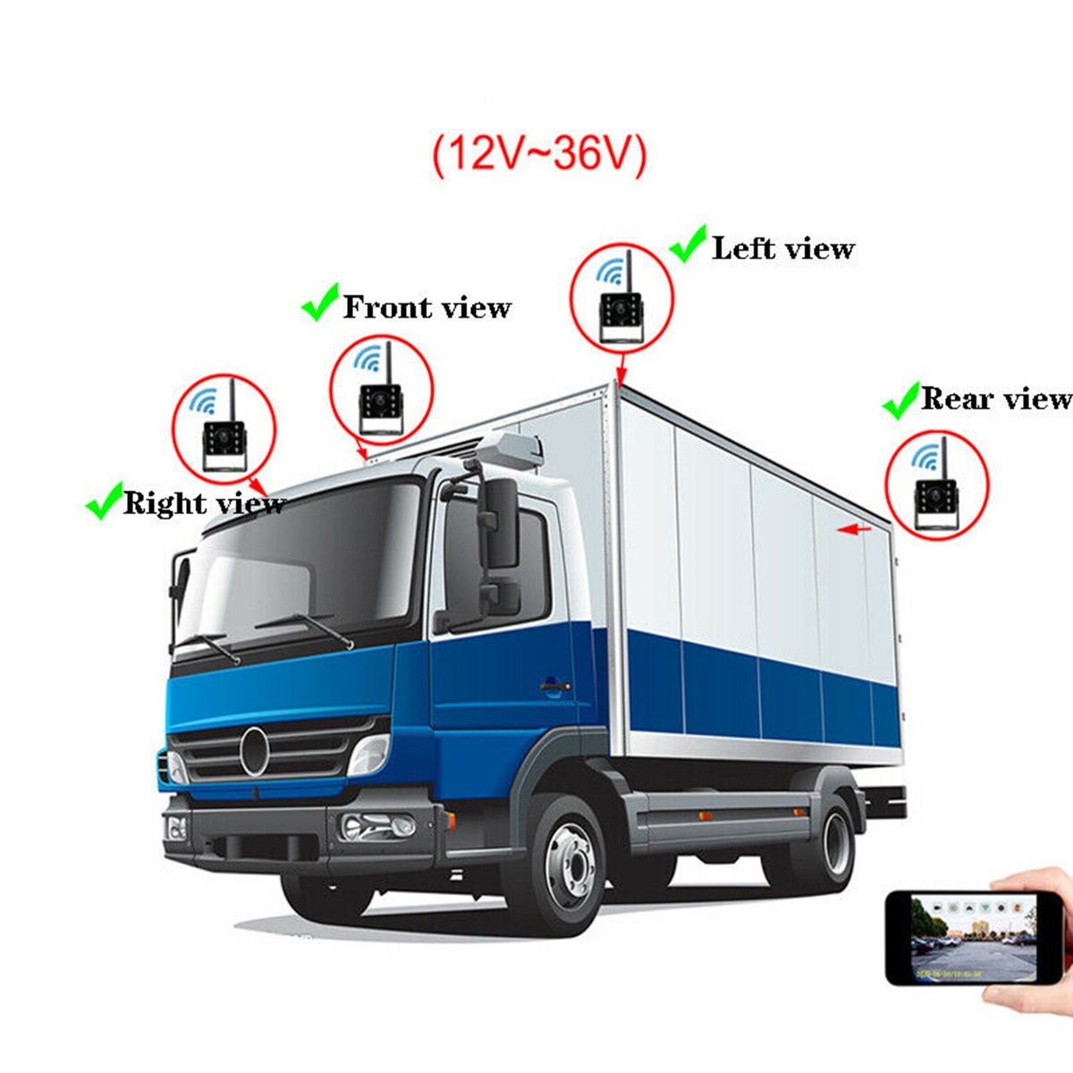 WiFi Wireless Car Rear View Camera Truck Bus 12V~36V