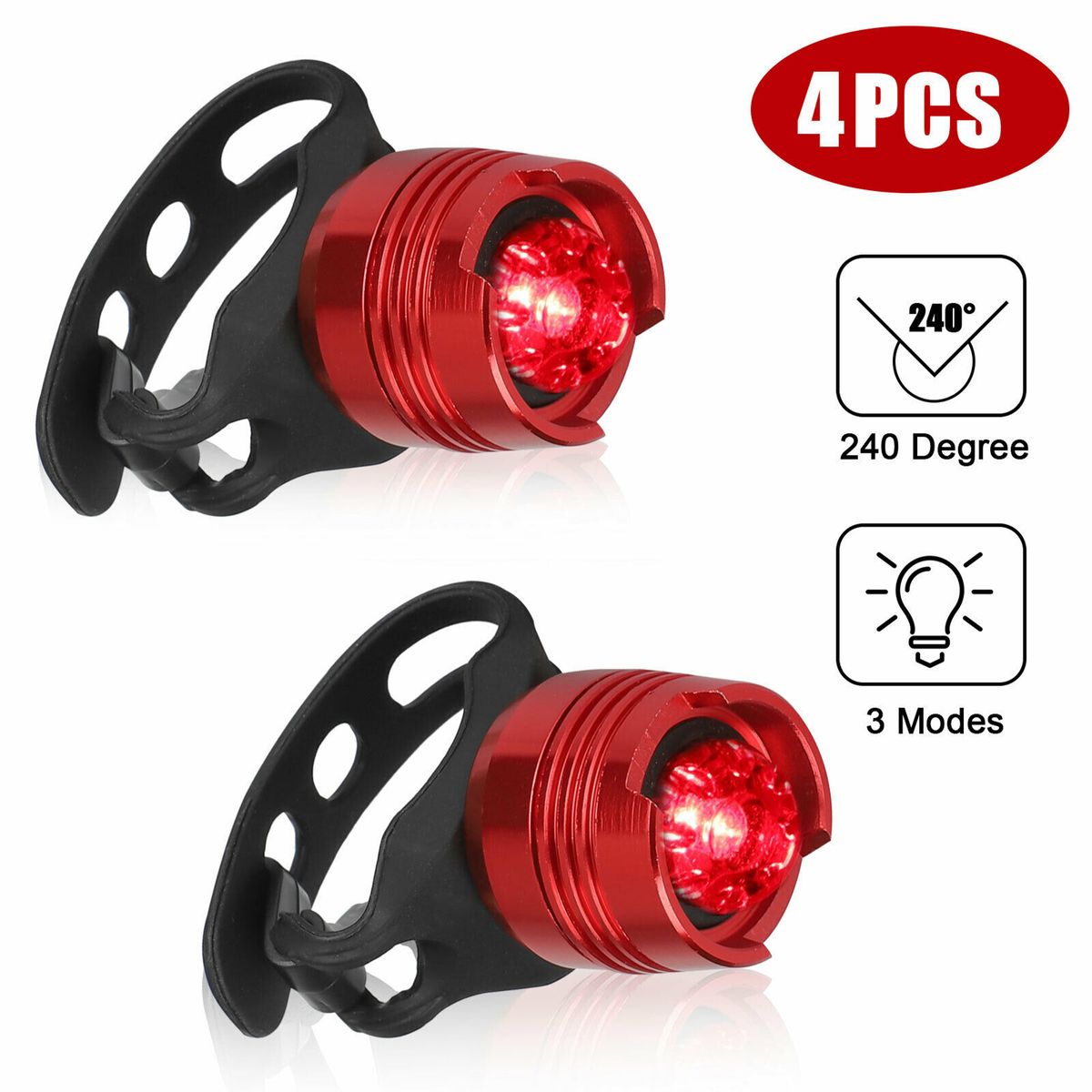 4Pcs Bicycle Tail Lights Bike Ultra Bright Leds Warning