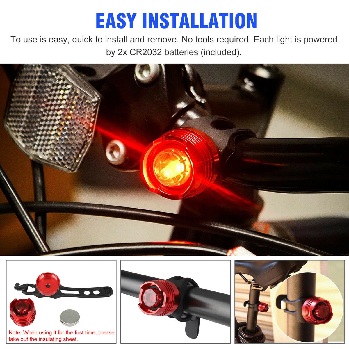 4Pcs Bicycle Tail Lights Bike Ultra Bright Leds Warning