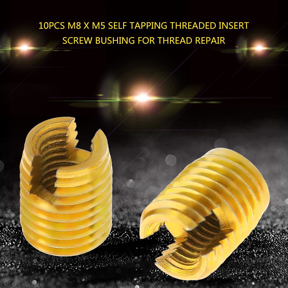 10pcs M8 X M5 Self Tapping Threaded Insert 302 Slotted Type