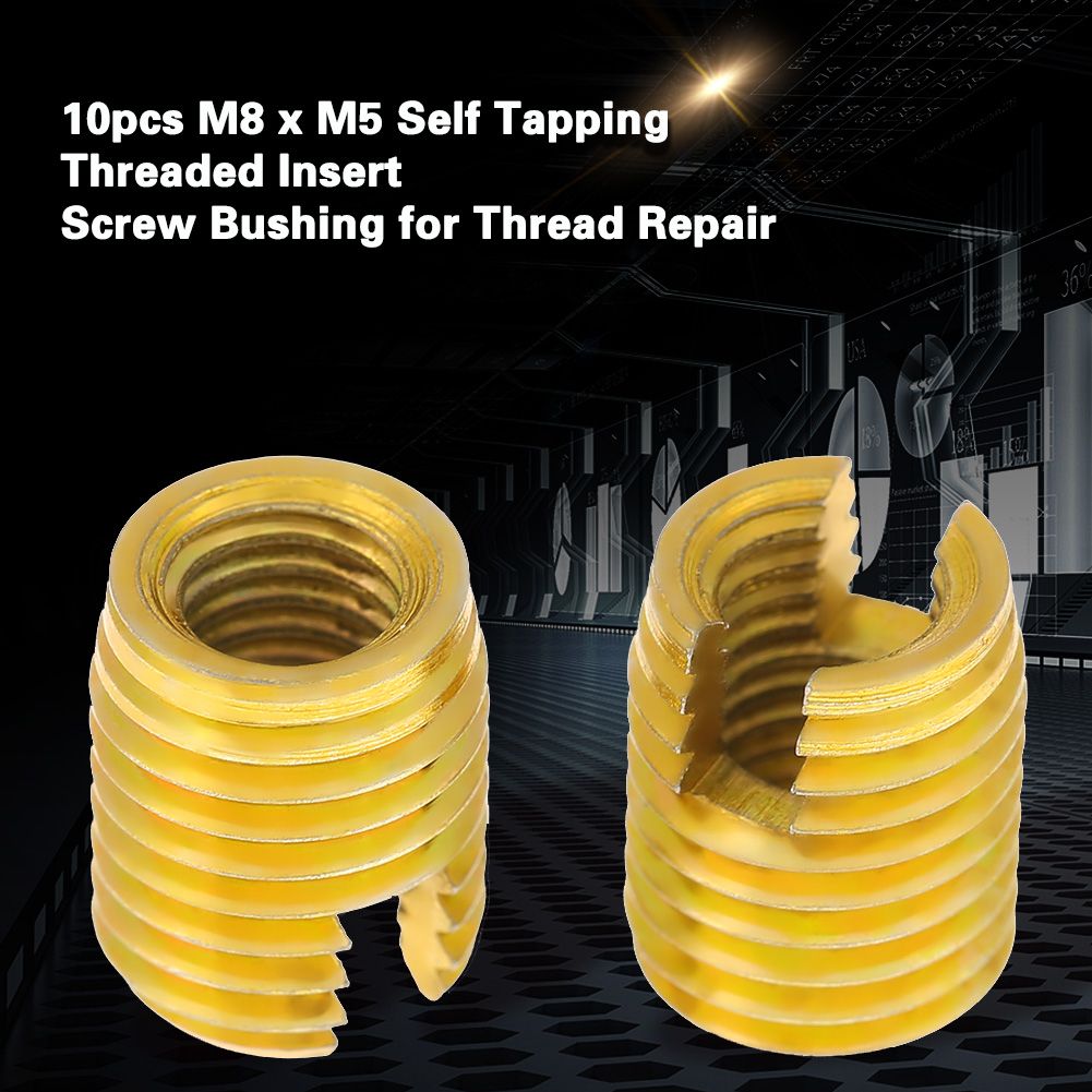 10pcs M8 X M5 Self Tapping Threaded Insert 302 Slotted Type