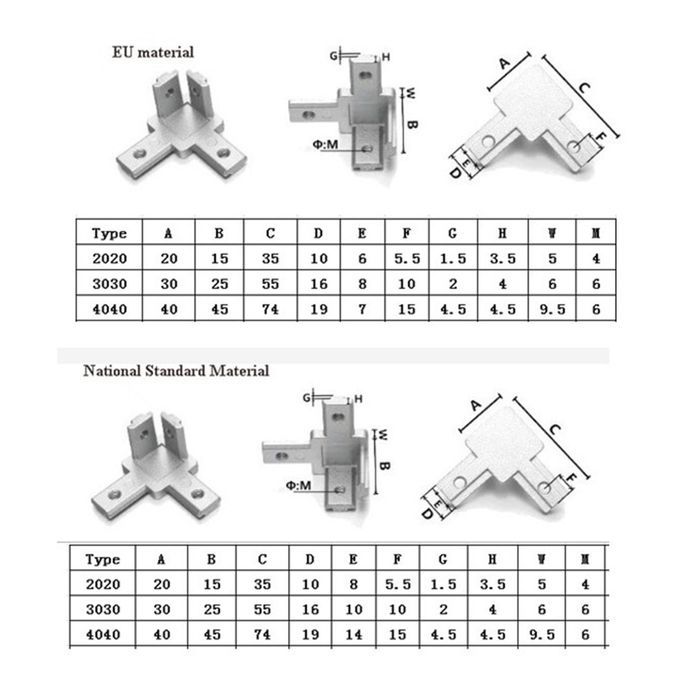 8 Pcs 3 Way Interior Connector Joint Bracket For