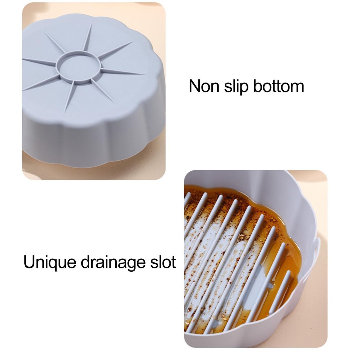 Air Fryers Pad Binaural Design Silicone Baking Tray Grey