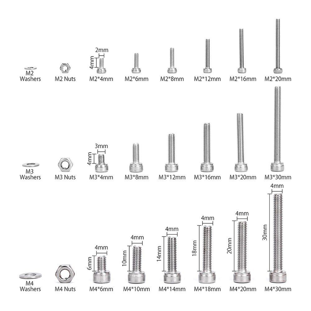 1080pcs Stainless Steel Screw And Nut Hex Socket Heads Cap