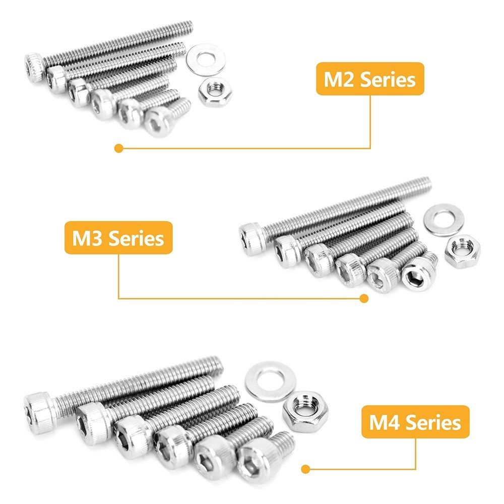 1080pcs Stainless Steel Screw And Nut Hex Socket Heads Cap